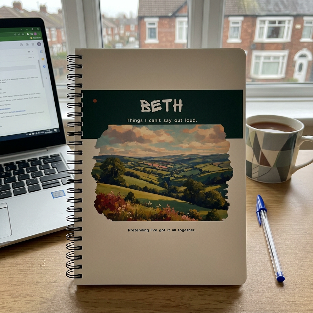 Beth notebook on a work-from-home desk