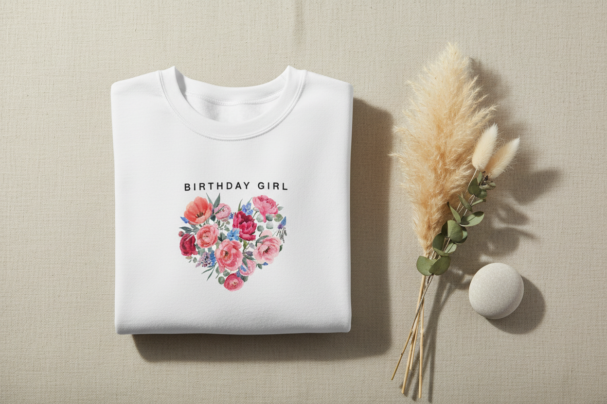 Birthday Girl Sweatshirt Mockup - Linen & Botanicals