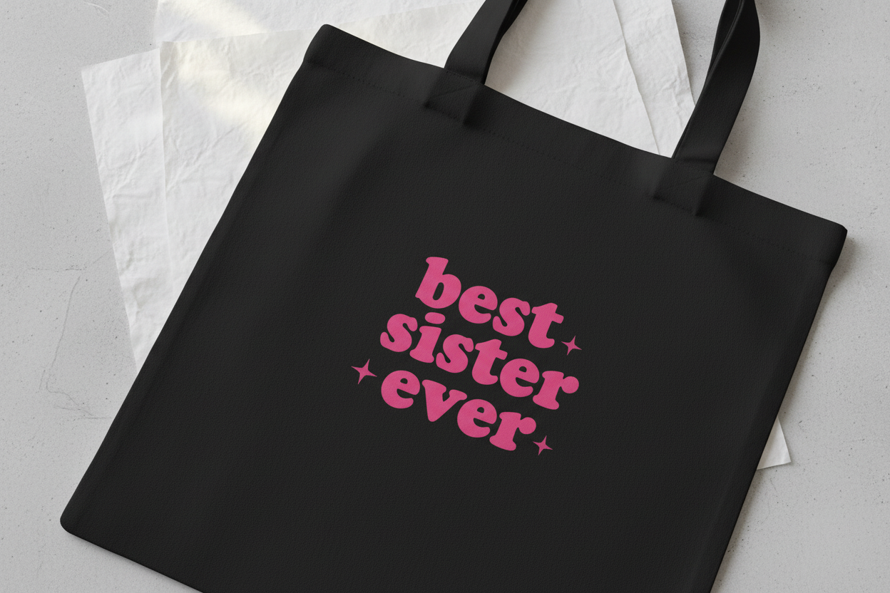 Black best sister ever tote styled shot
