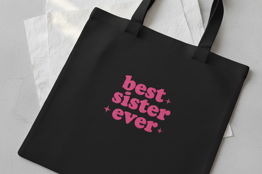Black best sister ever tote styled shot