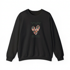 Black crewneck sweatshirt with floral heart graphic and Brighton text