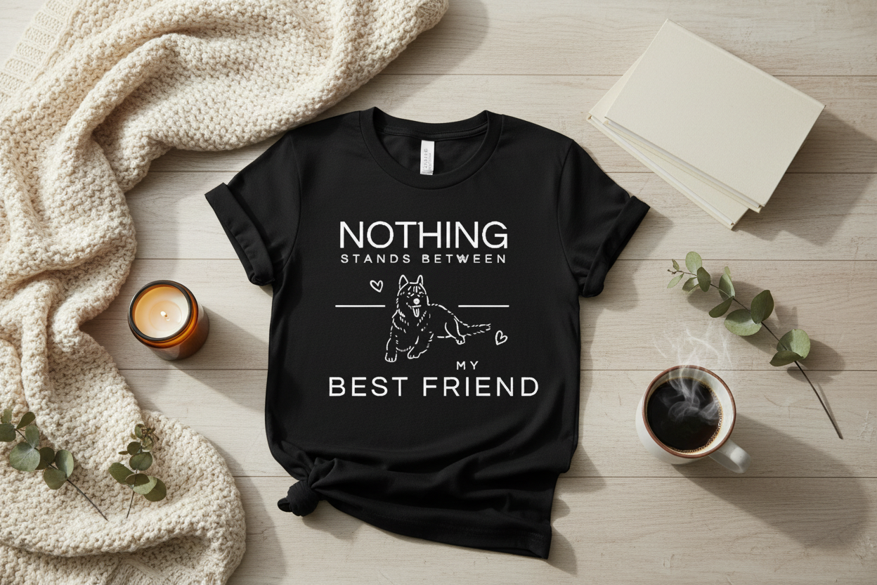 Black Cat Tee Flat Lay