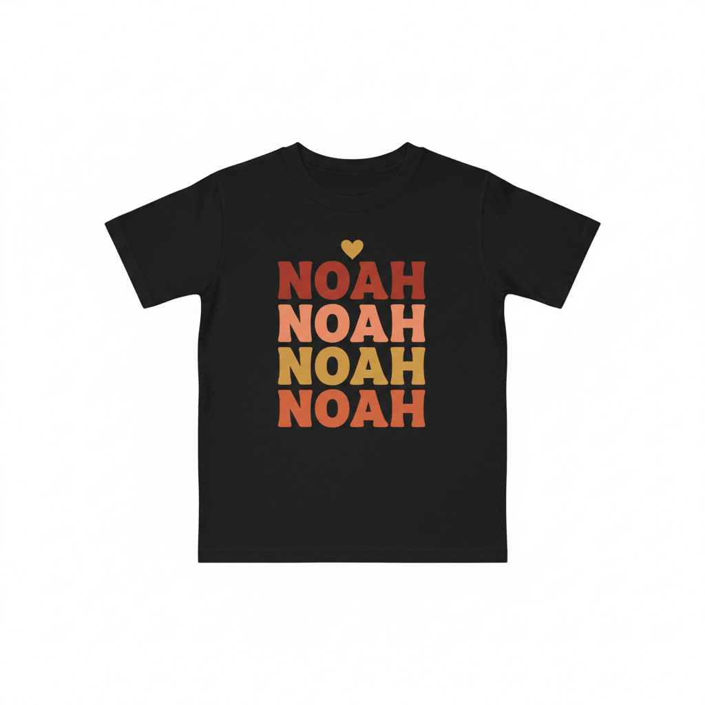 Kids' Personalised Retro Name Stack Tee | Custom Name T-Shirt - AlleyCrafters