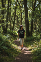 Black unisex eco T-shirt with leaf wreath 'go green or go home' graphic