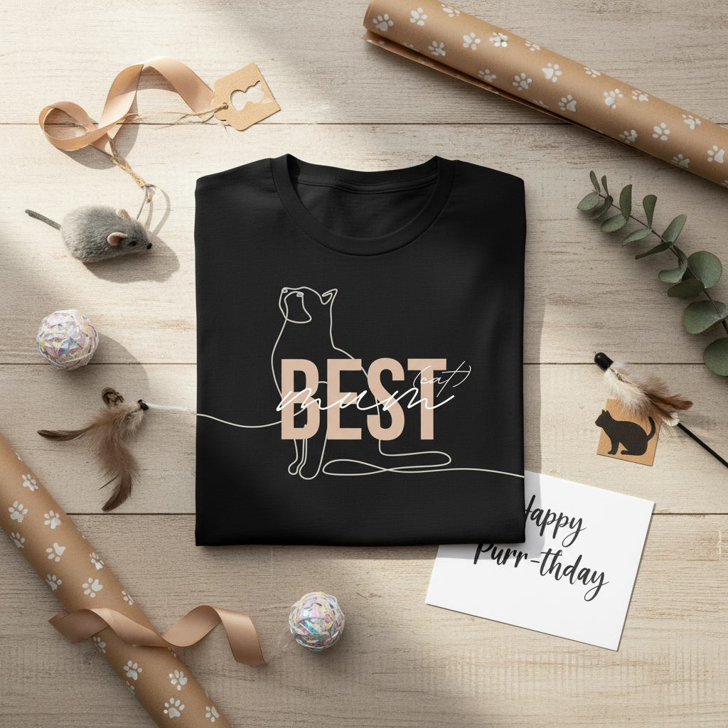 Black gift wrapping cat mum