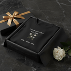 Black floral mama T-shirt in gift box with 'mama est. 2023' and name line