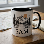 Black mountain mug with name-only personalisation for Sam
