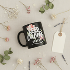 Black mug with floral 'Keep calm' text and name Grace.