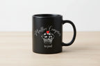 Black 11oz ceramic mug with cupcake design, red heart, and to you!