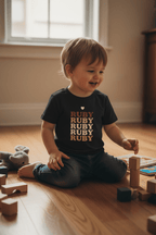 Kids' Personalised Retro Name Stack Tee | Custom Name T-Shirt - AlleyCrafters
