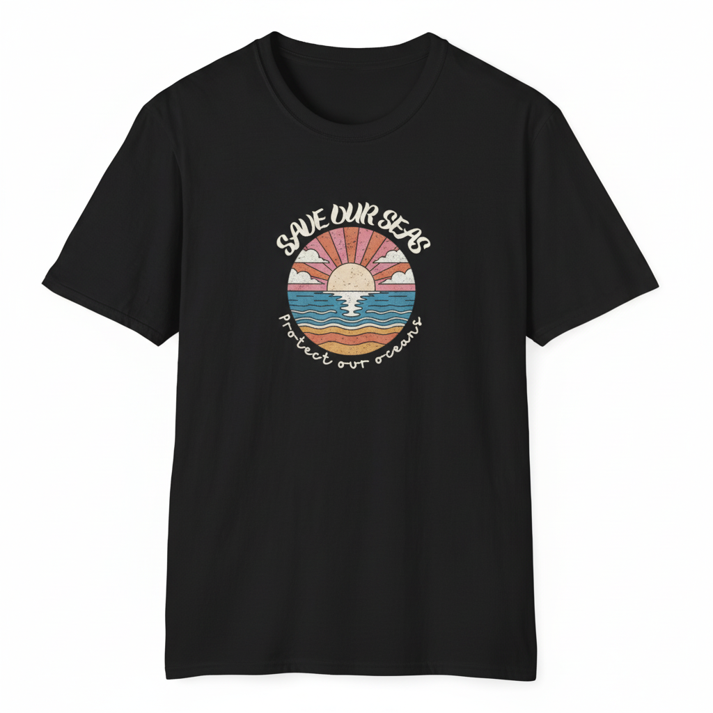 Black Save Our Seas T-Shirt Mockup