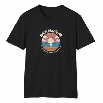 Black Save Our Seas T-Shirt Mockup