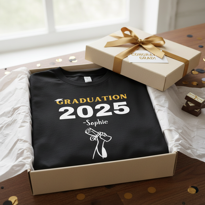 Black t-shirt folded in gift box