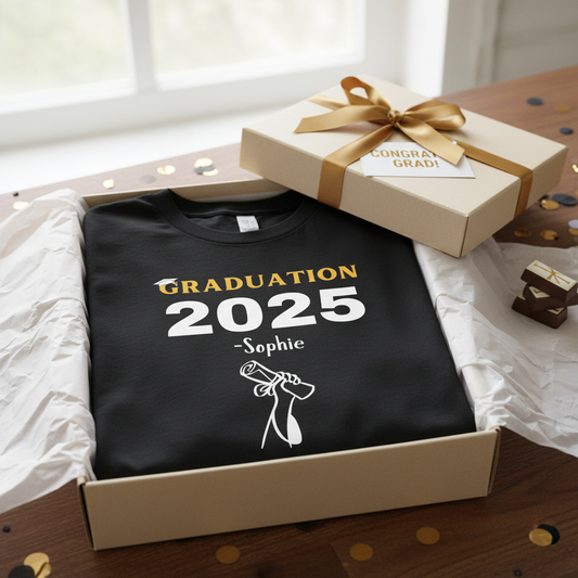 Black t-shirt folded in gift box