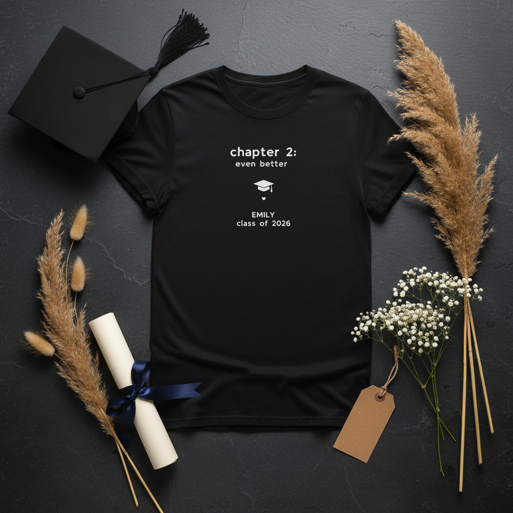 Black tee — dark moody flat lay