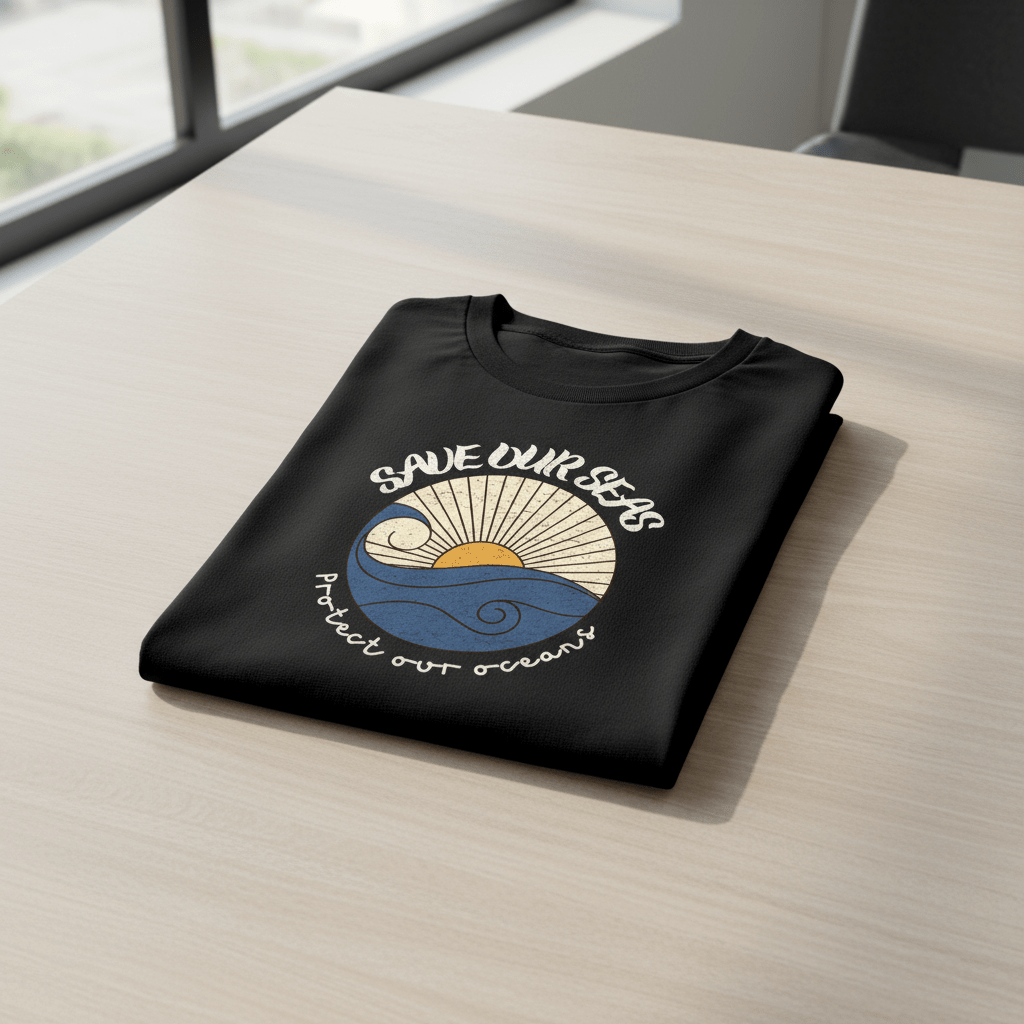 Save Our Seas T-Shirt | Retro Wave Ocean Conservation Tee UK - AlleyCrafters