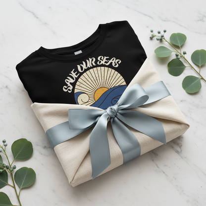 Black Tee in Cream Linen with Silk Ribbon