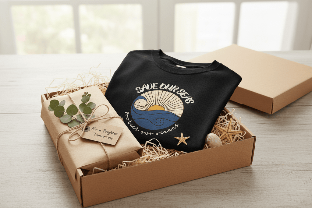Save Our Seas T-Shirt | Retro Wave Ocean Conservation Tee UK - AlleyCrafters