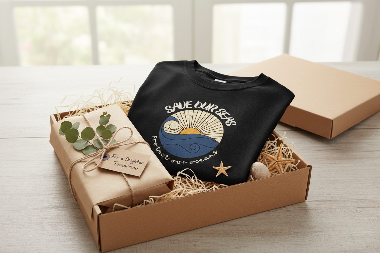 Black Tee in Gift Box with Kraft Paper