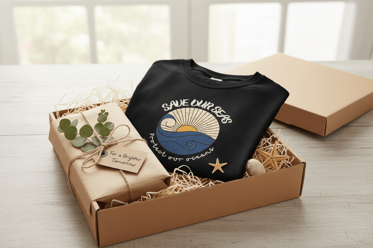 Save Our Seas T-Shirt | Retro Wave Ocean Conservation Tee UK - AlleyCrafters