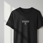 Black crew-neck T-shirt on hanger with front graphic text "Keep Calm Its My Birthday"