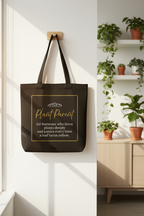 Black tote hanging in home