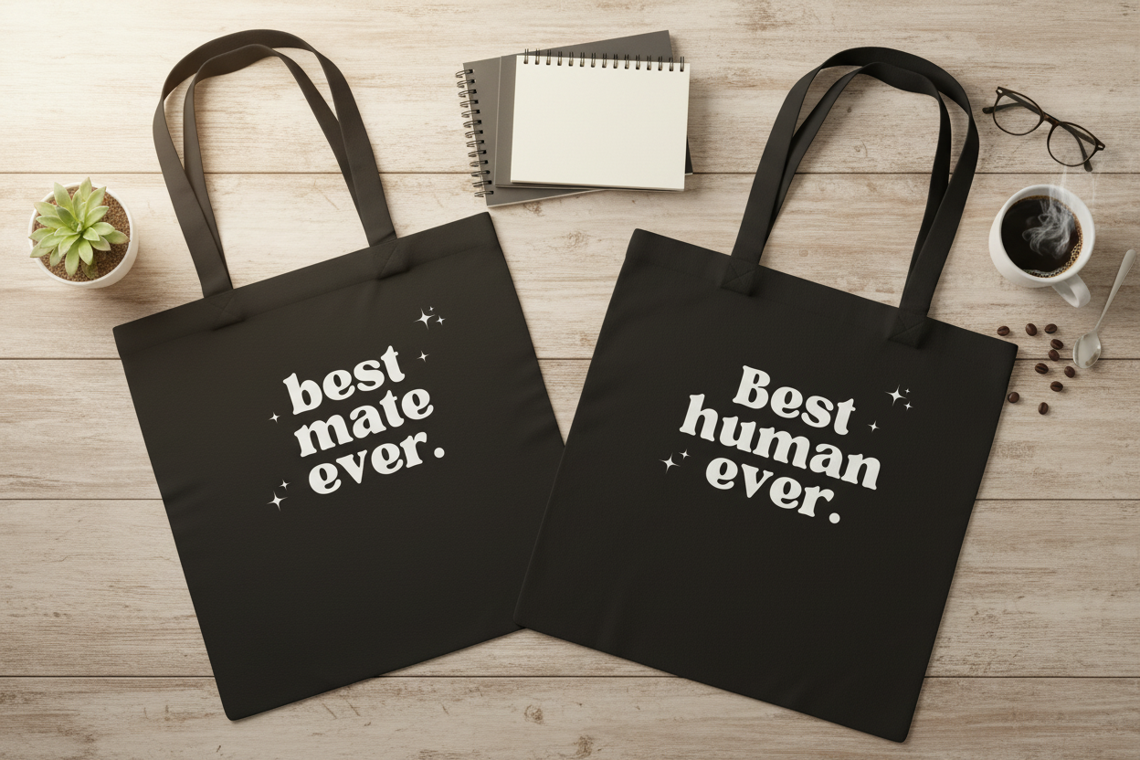 Black totes overhead view