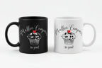 Set of two 11oz ceramic mugs: black and white with cupcake print, to you!