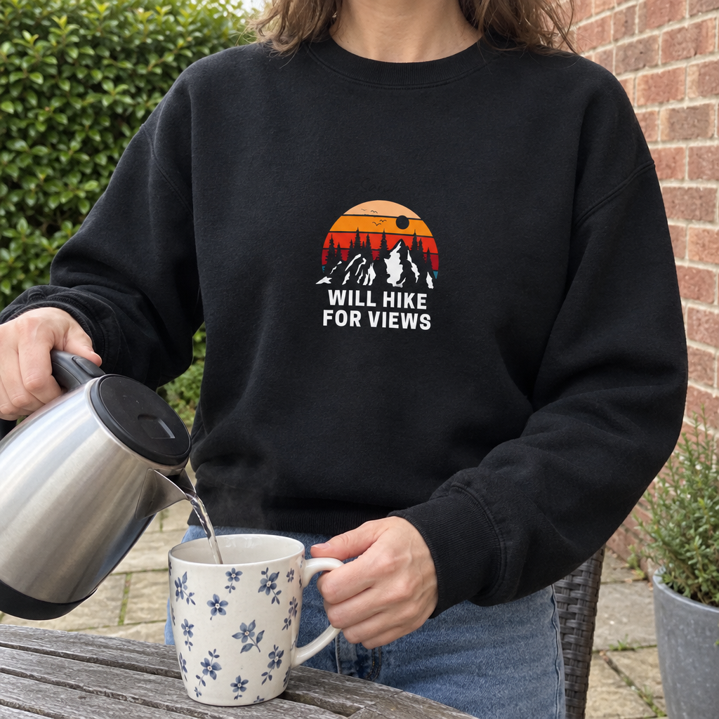 Black Will Hike for Views sweatshirt without a name