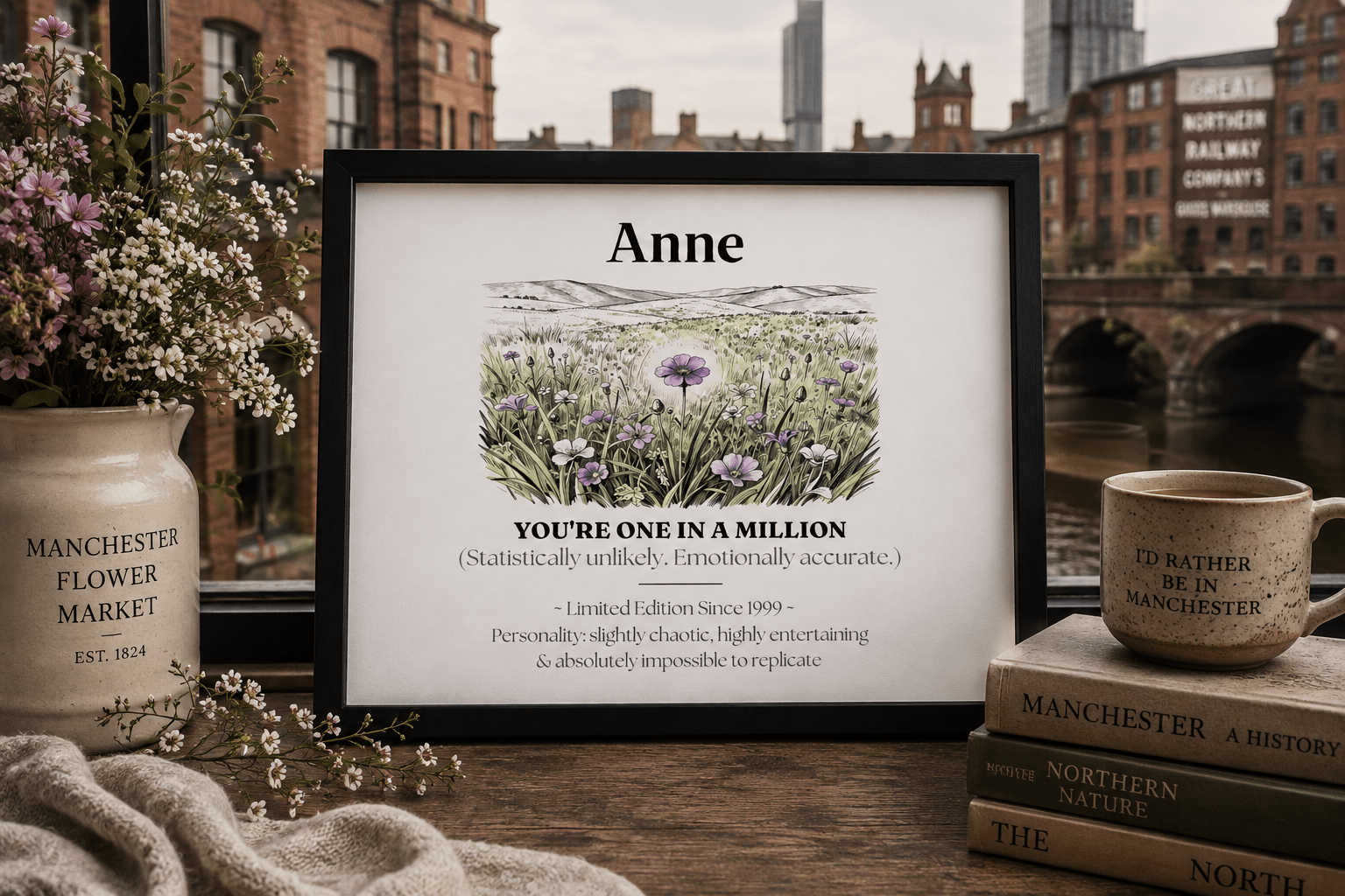 Personalised Wildflower Name Canvas Print — You're One in a Million - AlleyCrafters