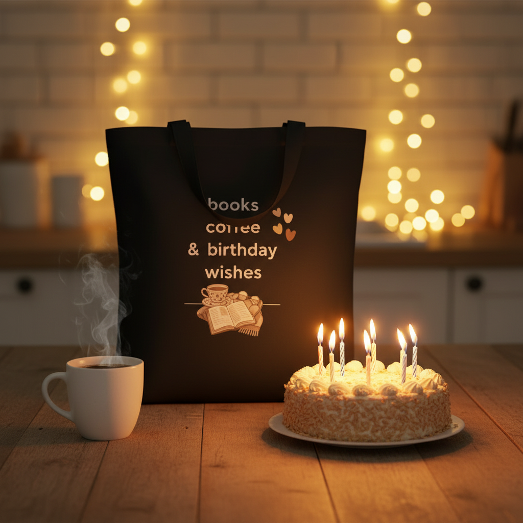 Books Coffee Tote - Birthday Cake & Fairy Lights