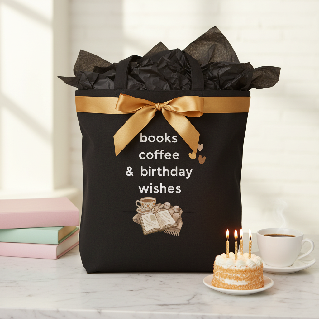 Books Coffee Tote - Gift Wrapped Birthday
