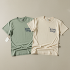 Seafoam crew-neck short-sleeve T-shirt with small “Birthday Energy” chest graphic
