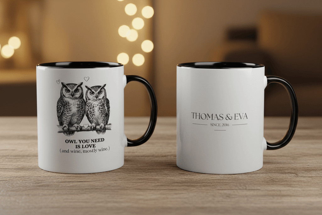 Owl You Need Is Love Mug | Funny Couples Coffee Cup | Romantic Gift for Her - AlleyCrafters