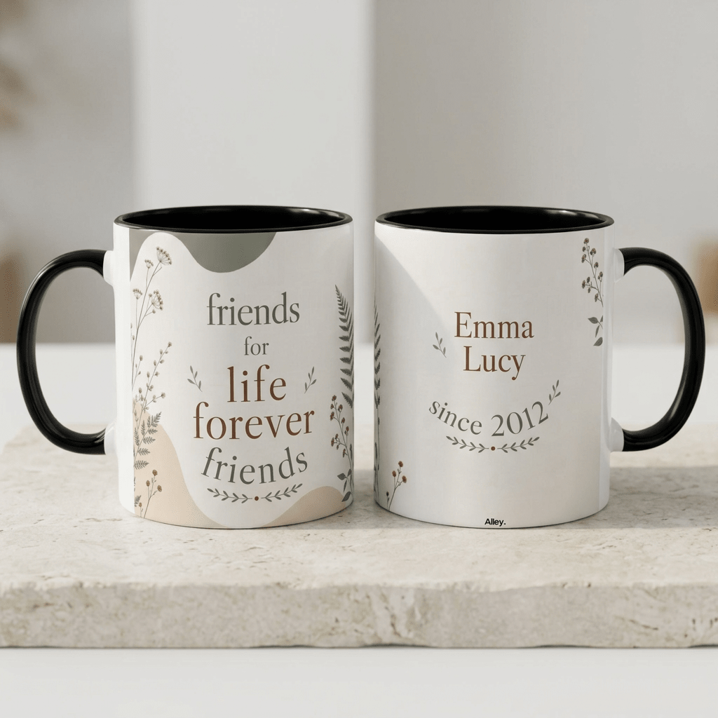 Personalised Friendship Mug – Friends for Life, Forever Friends - #AlleyCrafters