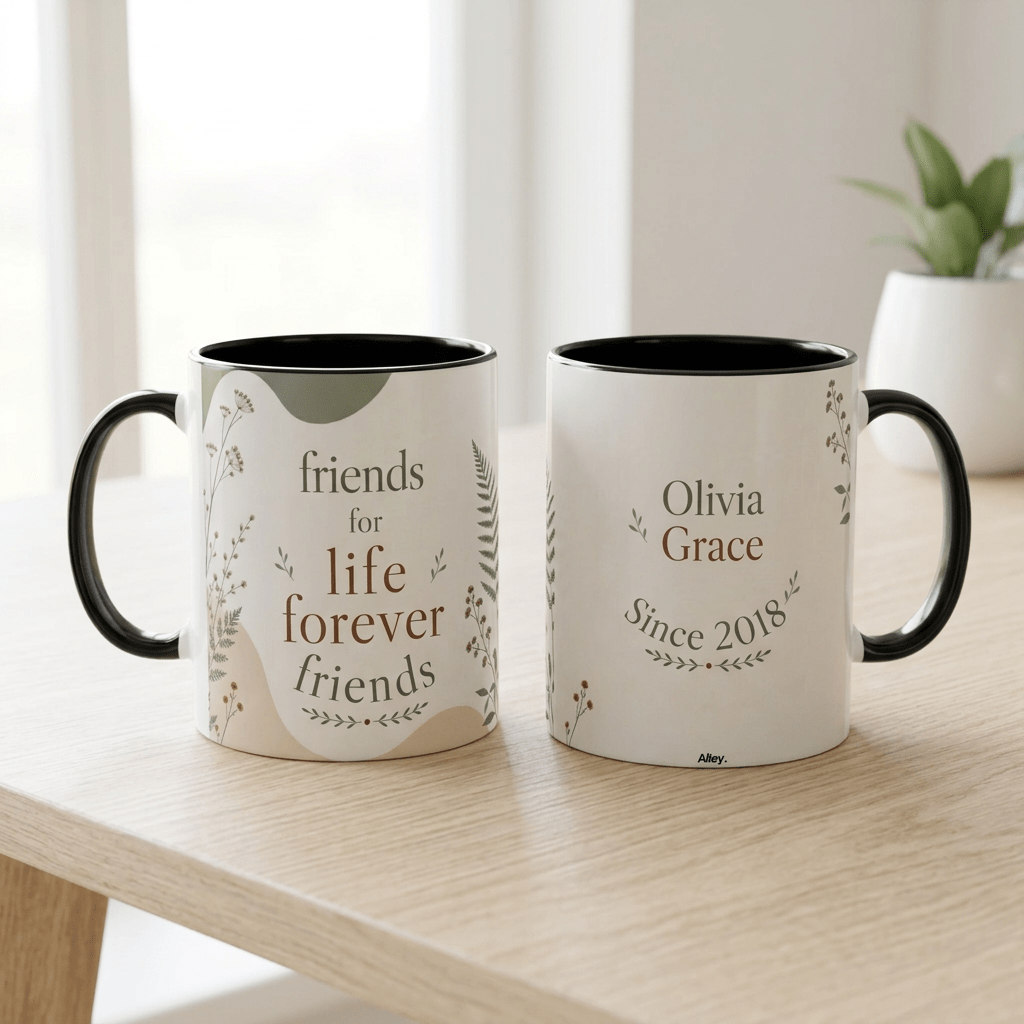 Personalised Friendship Mug – Friends for Life, Forever Friends - #AlleyCrafters
