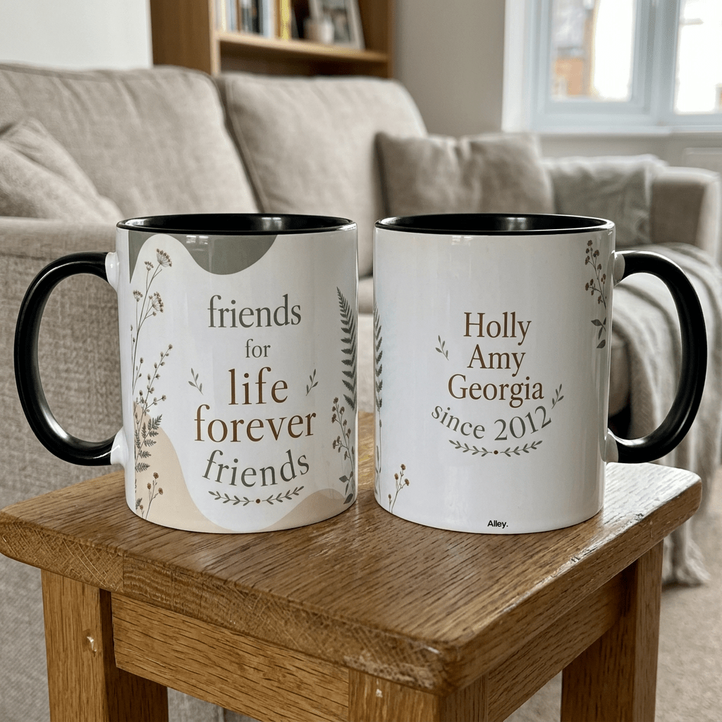 Personalised Friendship Mug – Friends for Life, Forever Friends - #AlleyCrafters