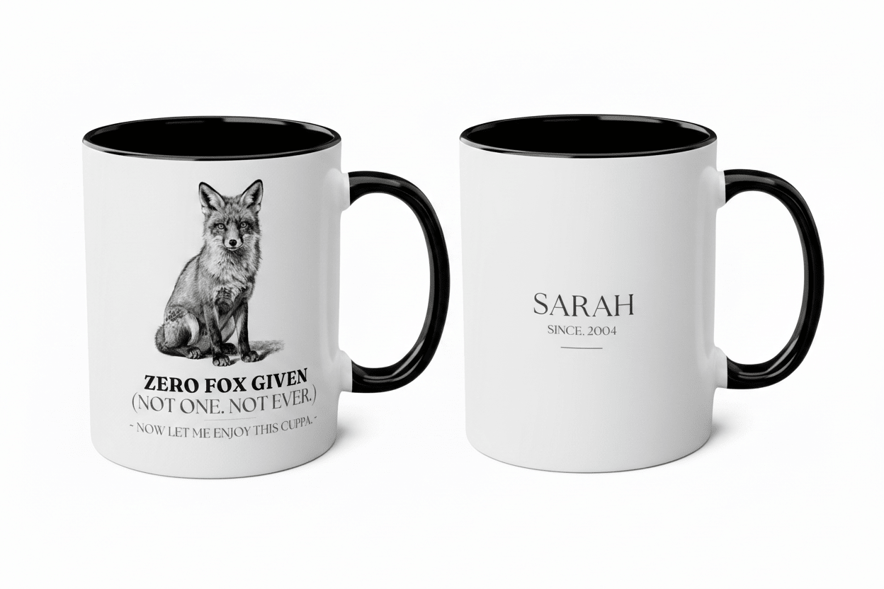 Zero Fox Given Mug | Funny Fox Coffee Cup | Sarcastic Gift for Her - AlleyCrafters