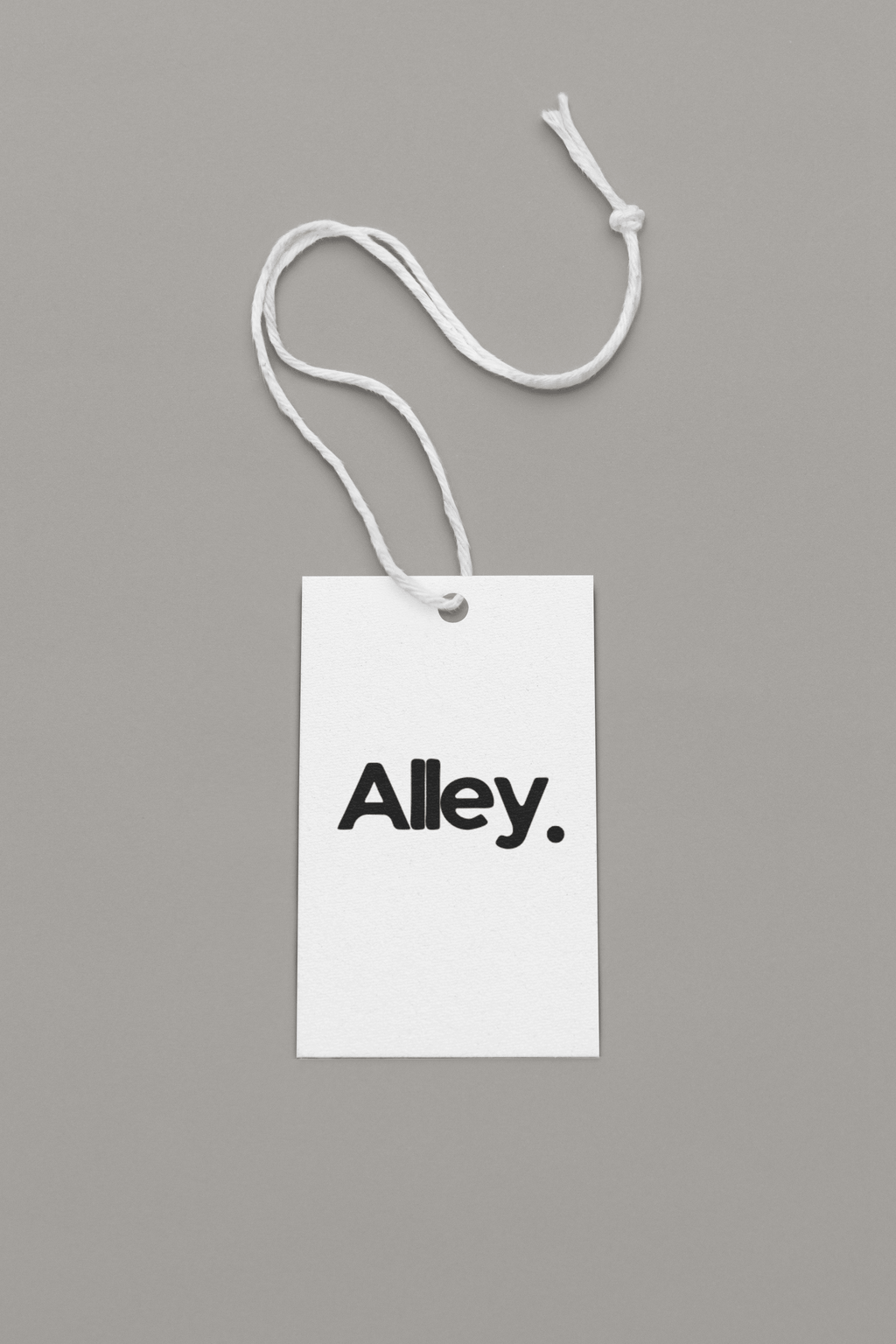 White sweatshirt with 'Alley.' front print