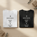 Set of personalized Brother T-shirts: white and black, 'Protector Teaser Legend' text
