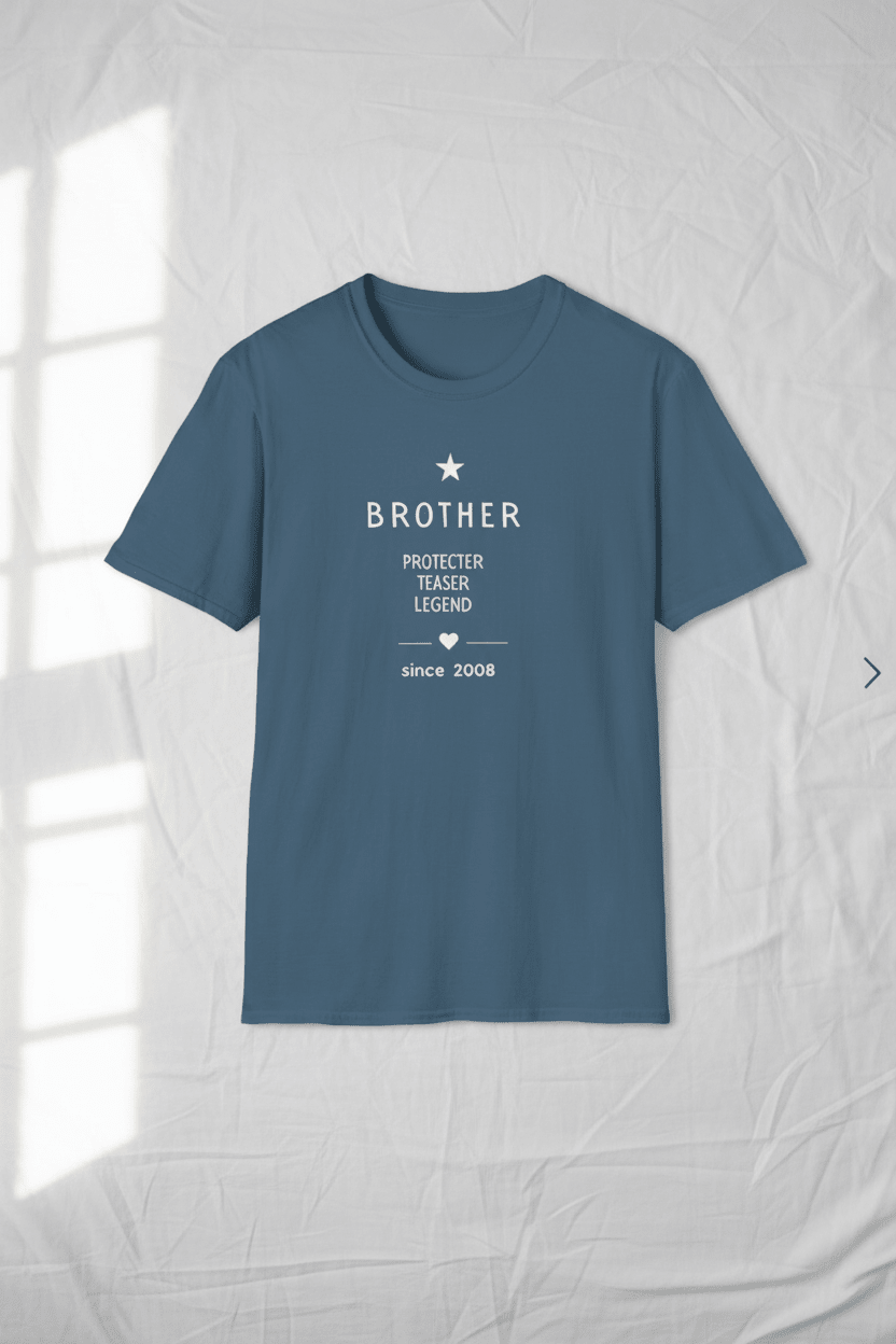 Personalized blue Brother T-shirt with 'Protector Teaser Legend' and since 2008 on front