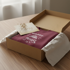 Maroon sweatshirt with 'Happy Birthday' cake graphic and name text