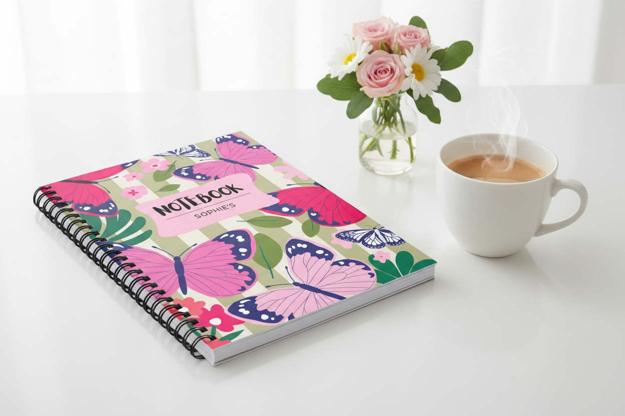 Butterfly Notebook with Side Spiral Binding