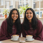 Maroon hoodie with front pocket and chest logo print, long sleeves