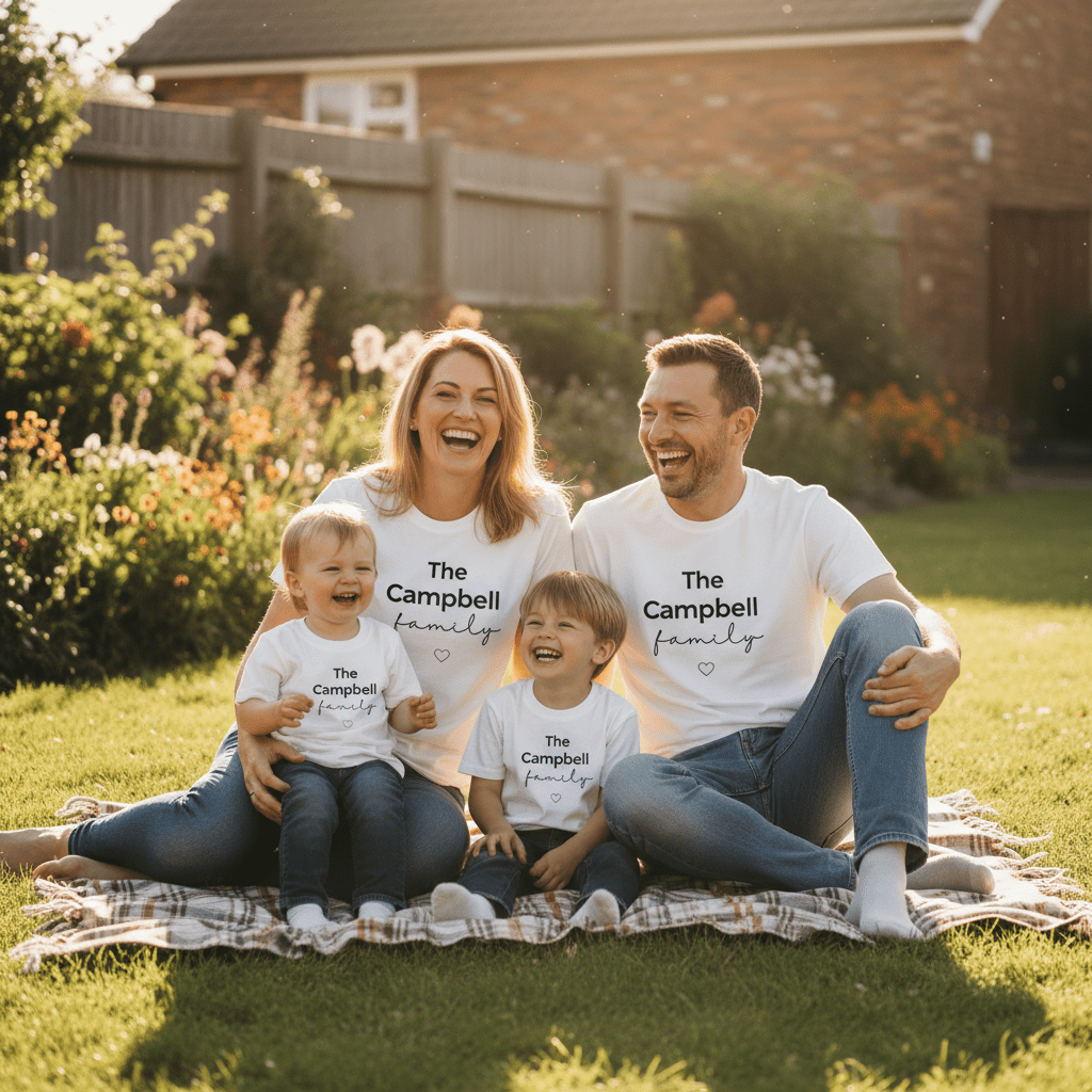 Family T-Shirt | Personalised Script Tee | Custom Last Name Gift - AlleyCrafters