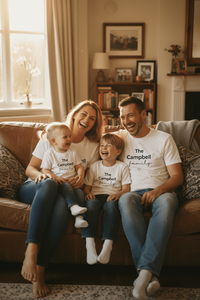 Family T-Shirt | Personalised Script Tee | Custom Last Name Gift - AlleyCrafters