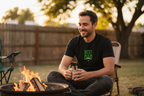 Black T-shirt with green "Best Dad" typography on the front