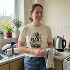 Natural plant lover t-shirt with 'crazy plant person' botanical graphic, worn by model