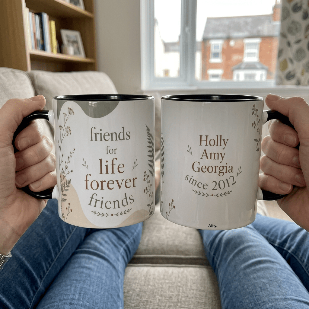 Personalised Friendship Mug – Friends for Life, Forever Friends - #AlleyCrafters