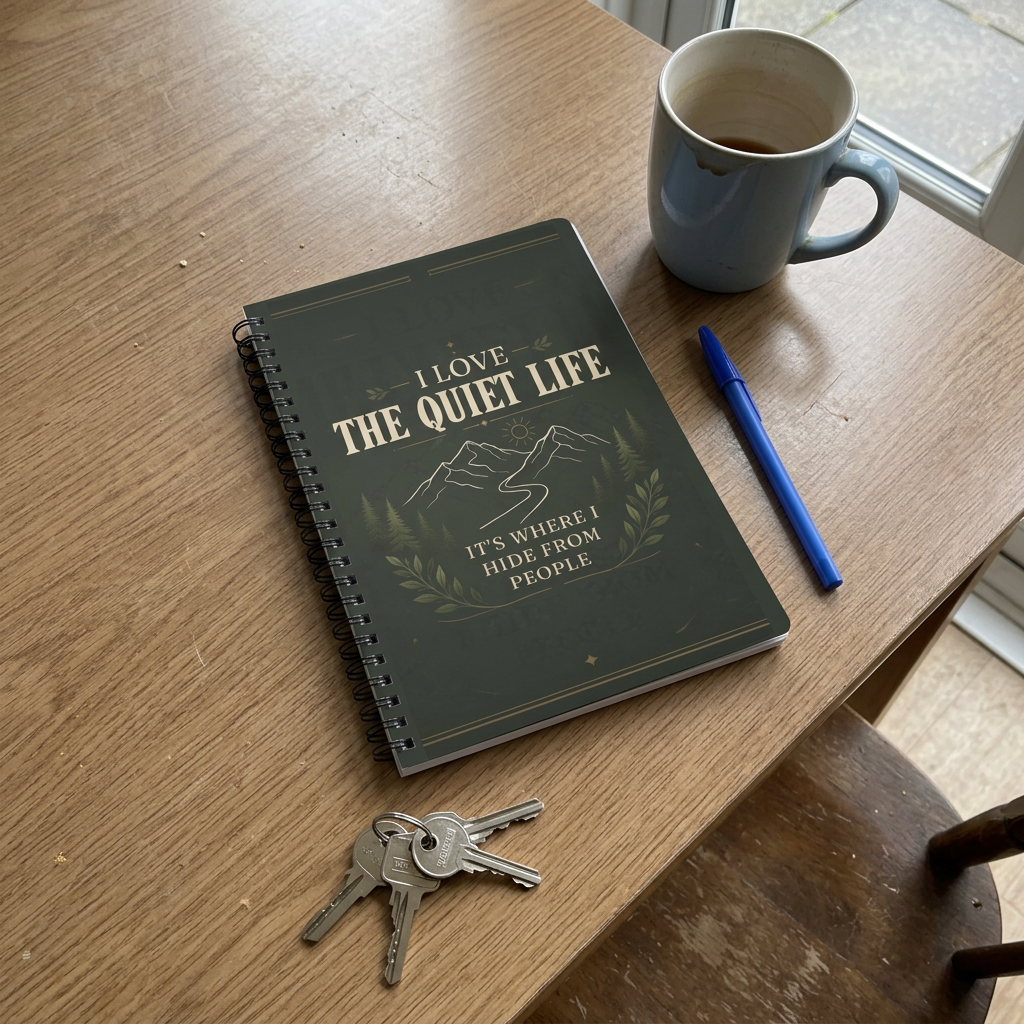 Casual UGC photo of the Quiet Life notebook on a kitchen table